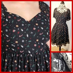 Hell Bunny Natalie Christmas Dress Holiday Print Dress